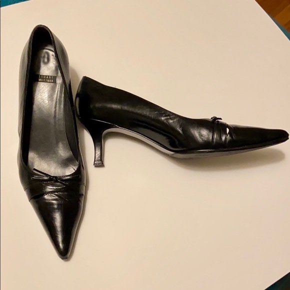 Stuart Weitzman Black Kitten Heel w/ Bow Detail - Picture 4 of 7